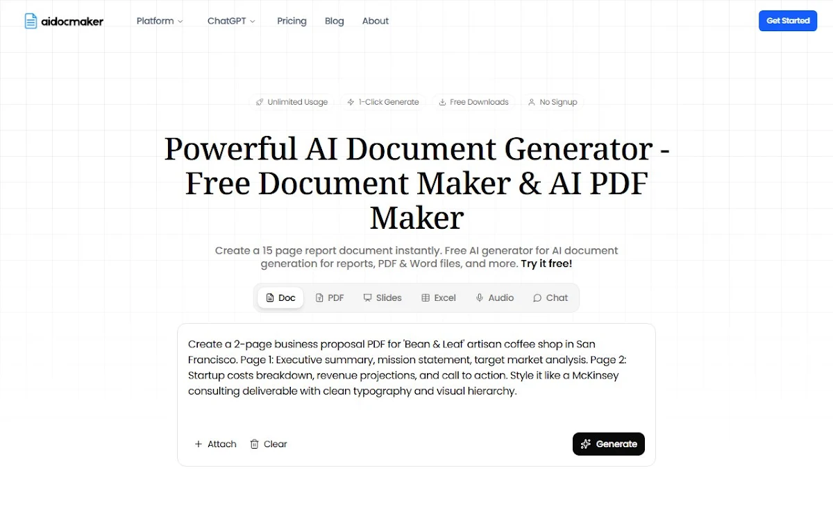 Captura de aidocmaker.com