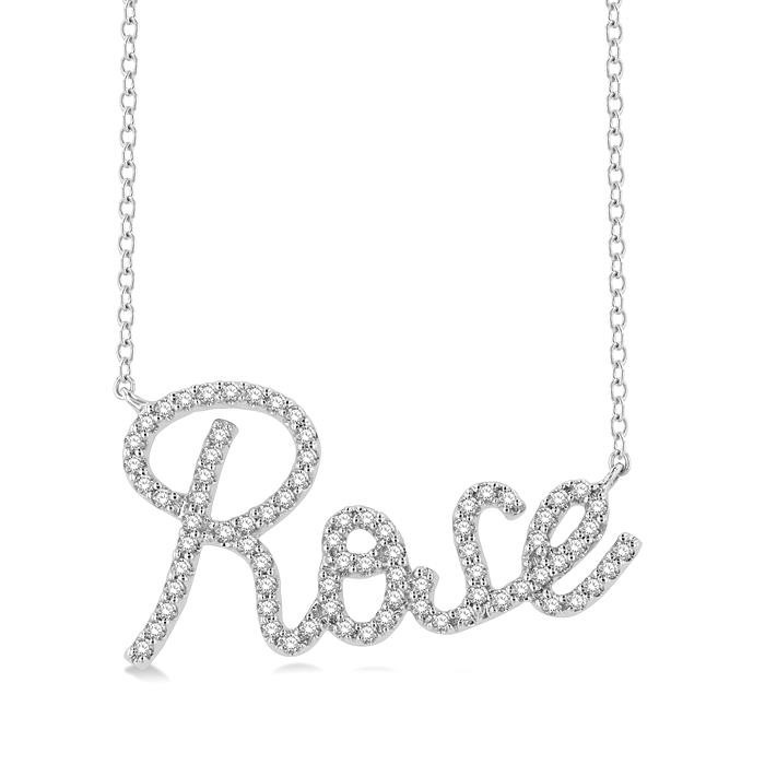 Script 'Rose' Diamond Name Necklace