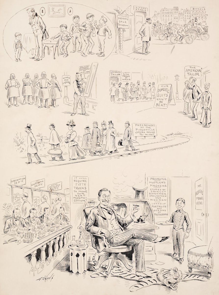 Scenes of the failure of a livery stable saloon and American tailors and of the
