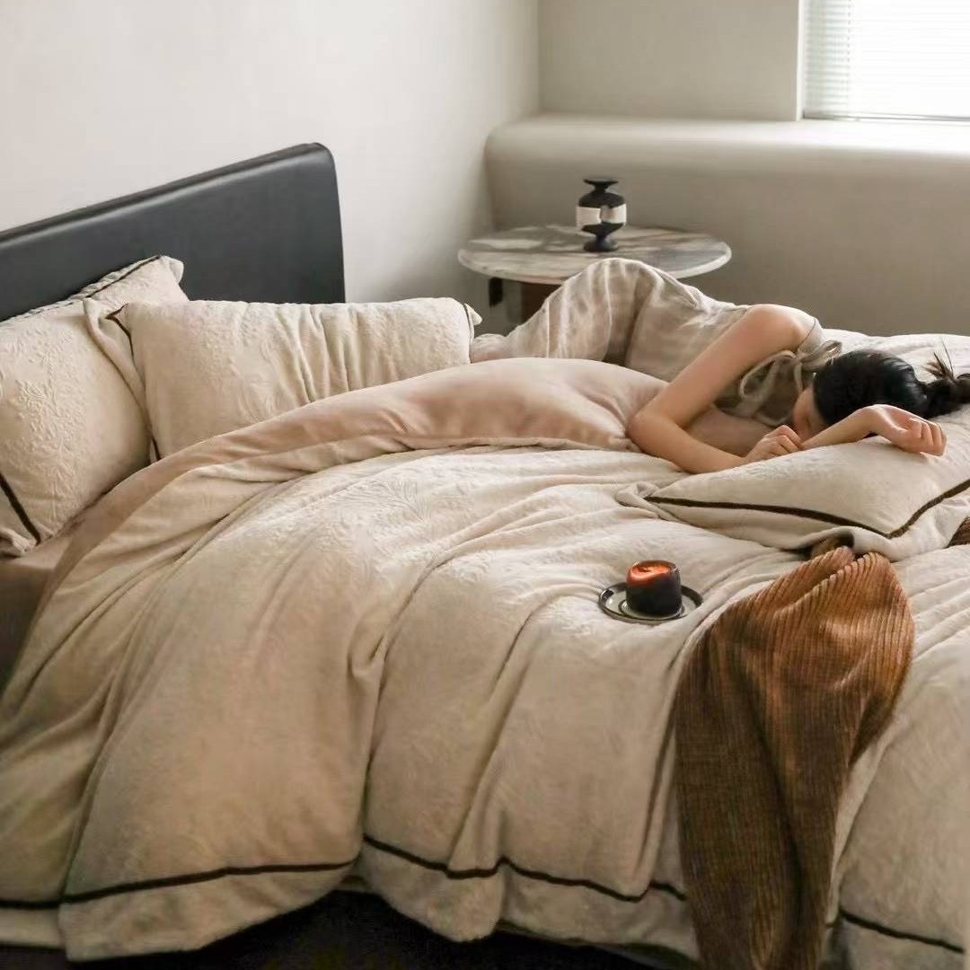 Milk fleece bedding set, 230g, with relief pattern