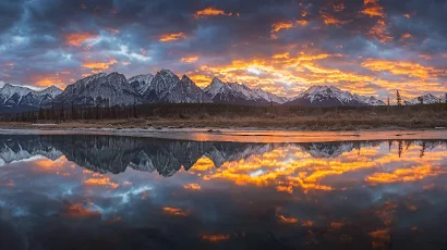 Clouds, Sunset, Canada, Alberta, Lake 10K Wallpaper Background