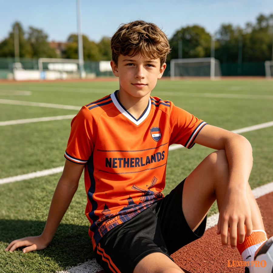 AOP MEG Children's Raglan Sleeve V-Neck Football Jersey