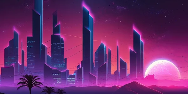 Urban Neon Night Synthwave 4K Wallpaper Background