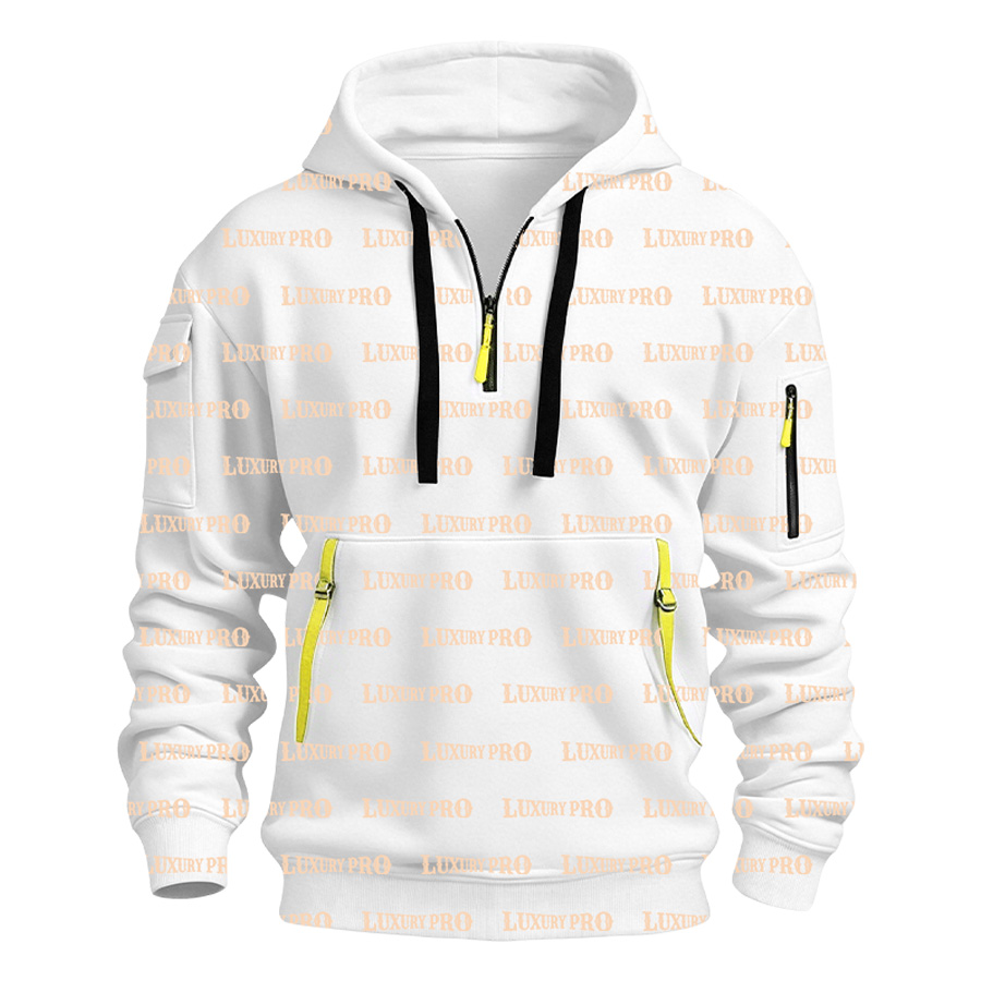 AOP MEG 3D Half Zip Hoodie with Yellow Ribbon Detail