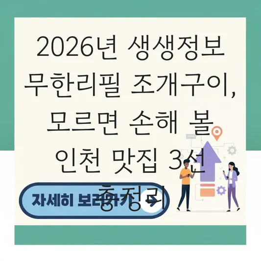 2026년 생생정보 무한리필 조개구이, 모르면 손해 볼 인천 맛집 3선 총정리