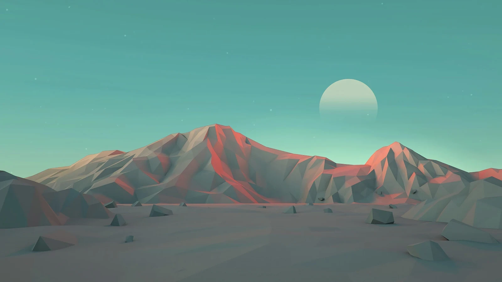 Digital Art, Sun, Desert, Minimalism, Cyan 4K Desktop Wallpaper