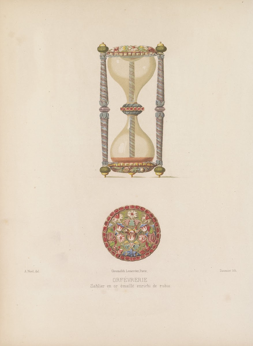 Sablier en or émaillé enrichi de rubis 1859 1864
