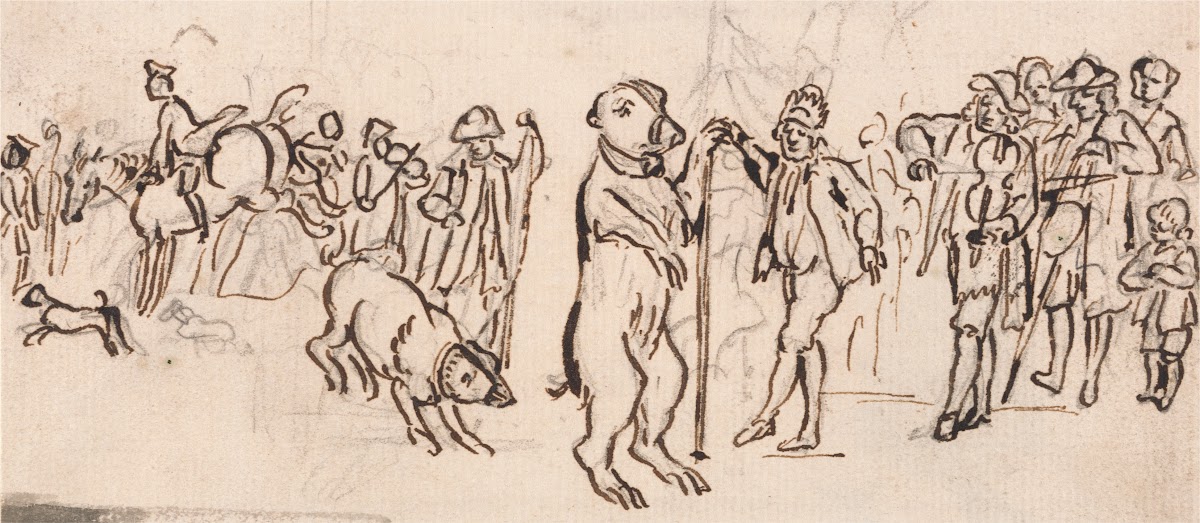 Musicians and a Performing Bear