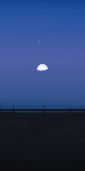 Nightscape, Moon, Silhouette, Urban Landscape 4K Wallpaper Background