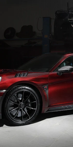 Porsche, Carbon, Mansory, Red, Coupe 4K Wallpaper Background