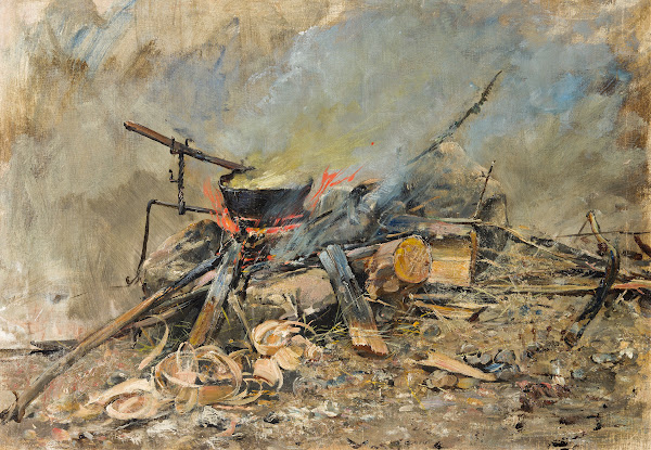 A Fire with a Kettle Study for Sancta Simplicitas