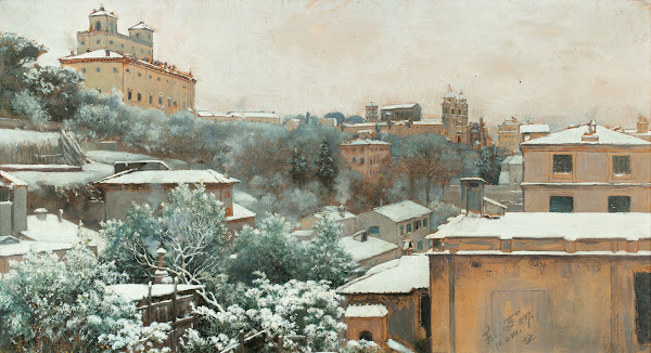 View Of The Pincio In Rome With The Villa Medici And The Trinità Dei Monti 1887