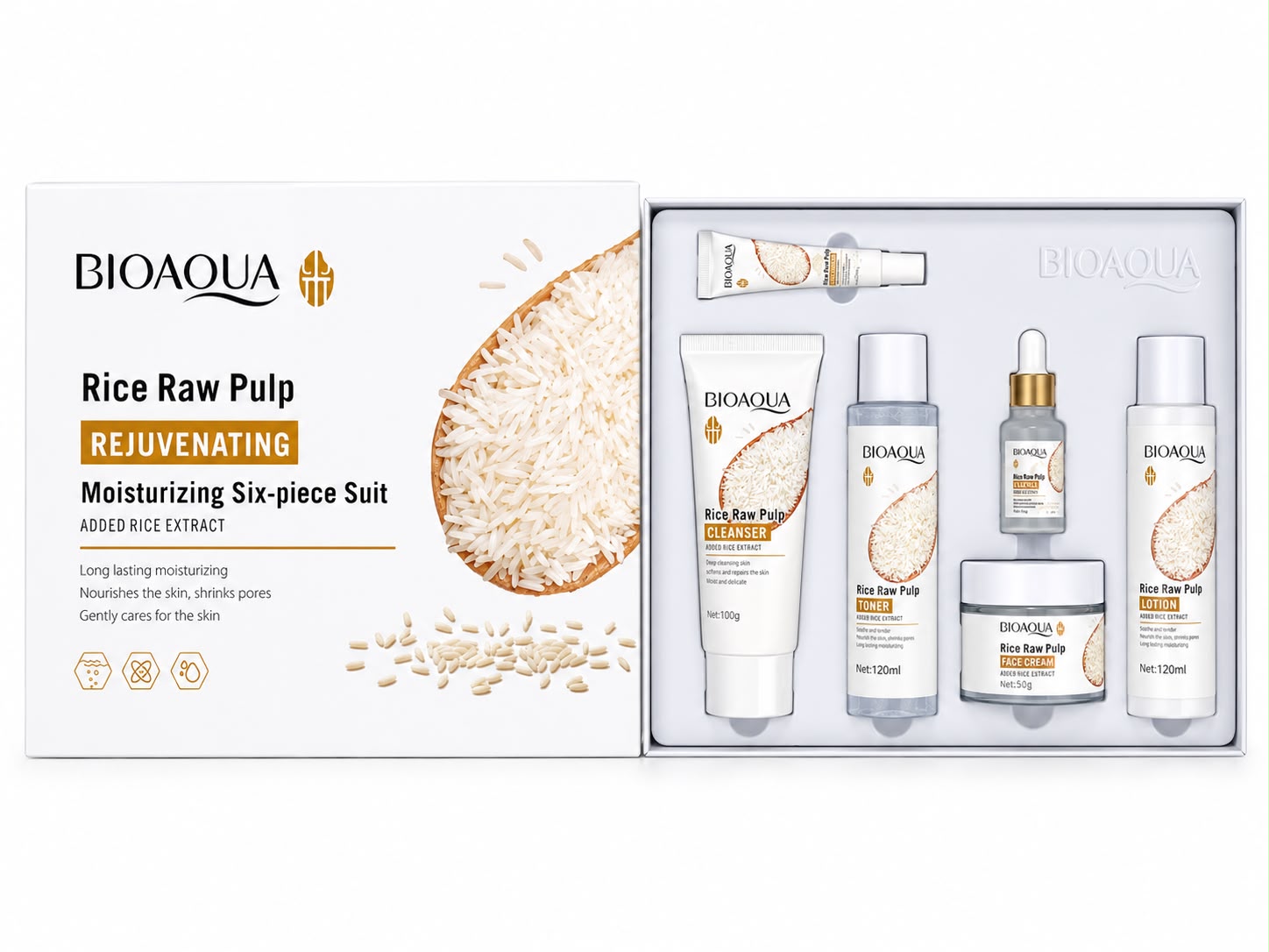 Bioaqua Rice Raw Pulp Rejuvenating Moisturizing Six-Piece Suit