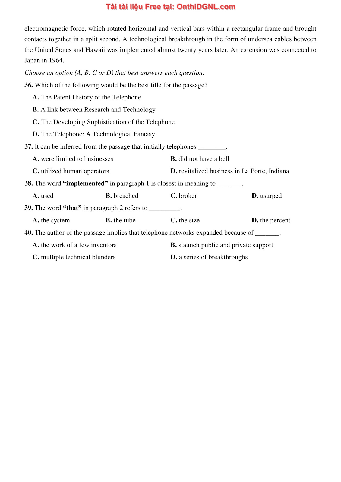 800 bài tập môn Tiếng Anh - Ôn thi ĐGNL ĐHQG TP HCM Phần 34