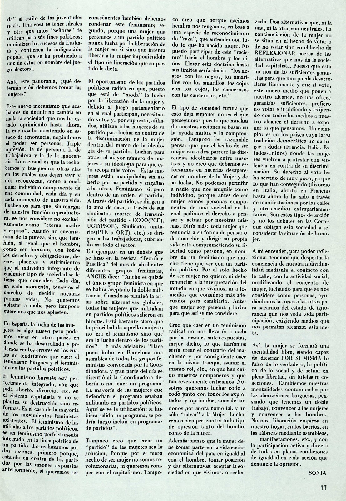 Mujeres Libres, junio 1977, página 11