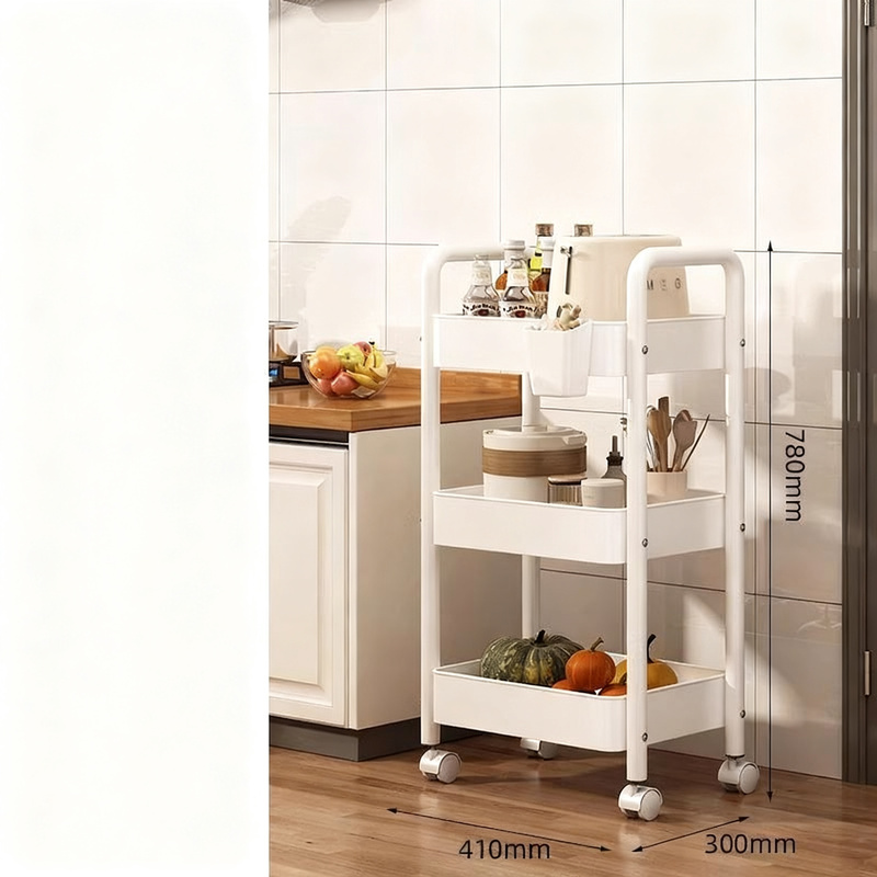 Rolling cart for kitchen, carbon steel, 3–4 levels