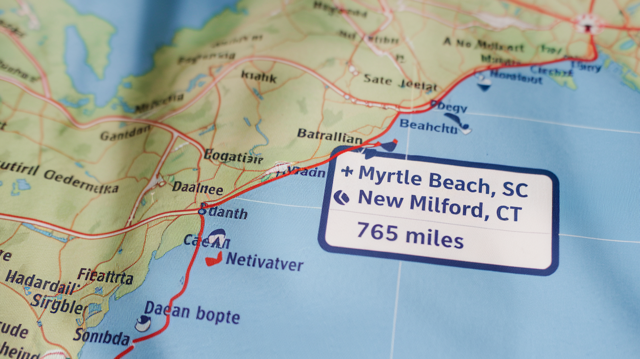 Distance and Travel Guide: Myrtle Beach, SC to New Milford, CT