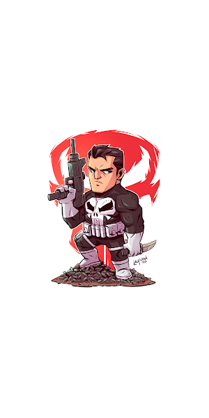Chibi, Minimalism, The Punisher, Marvel Heroes, Marvel Super Heroes 4K Wallpaper Background