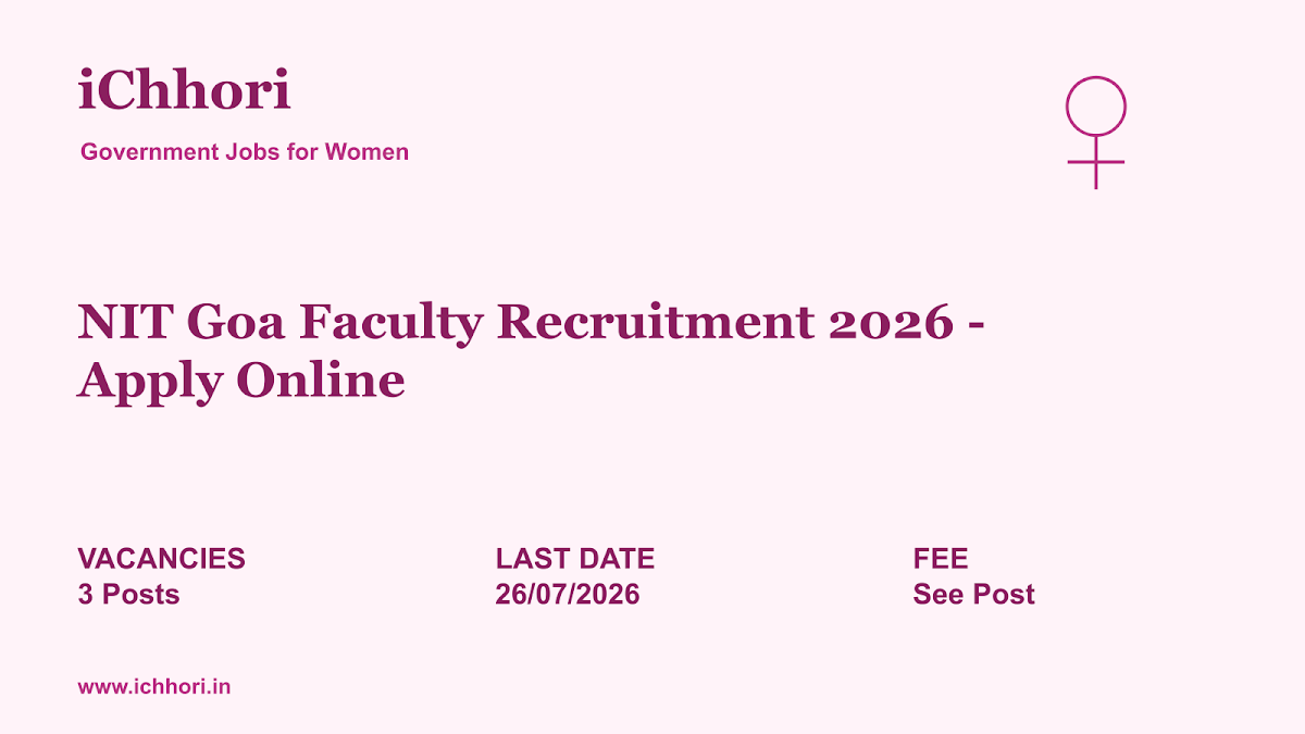 NIT Goa Faculty Recruitment 2026 - Apply Online - iChhori