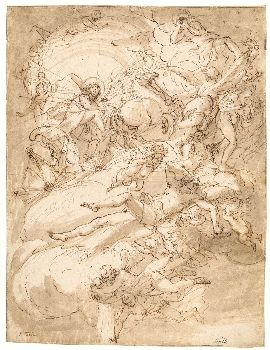 Apollo in his chariot draft for ceiling painting