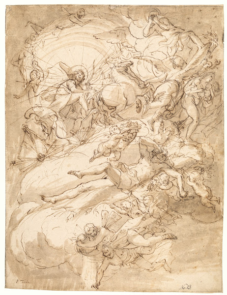 Apollo in his chariot draft for ceiling painting