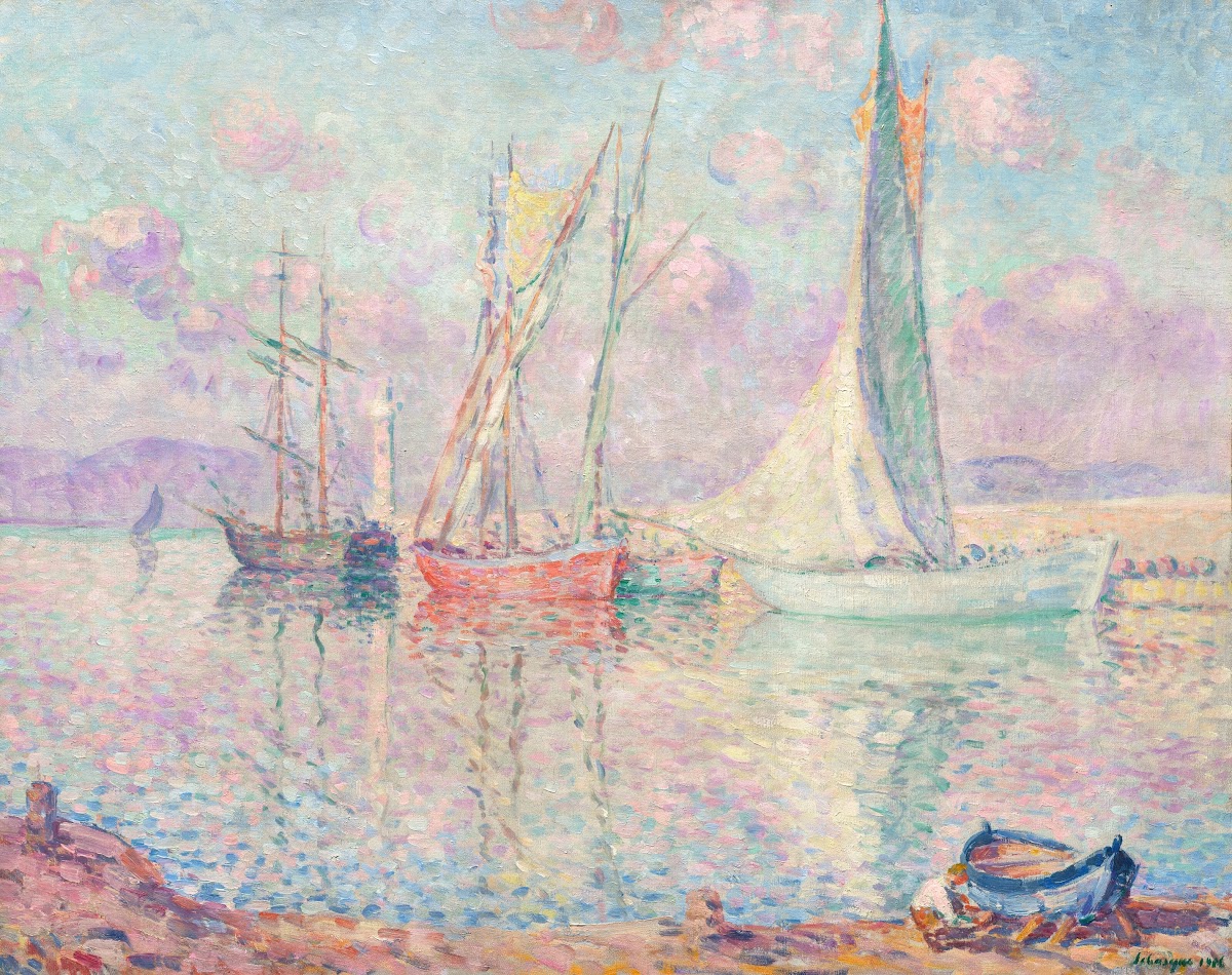 Voiliers dans le port de Saint Tropez 1906