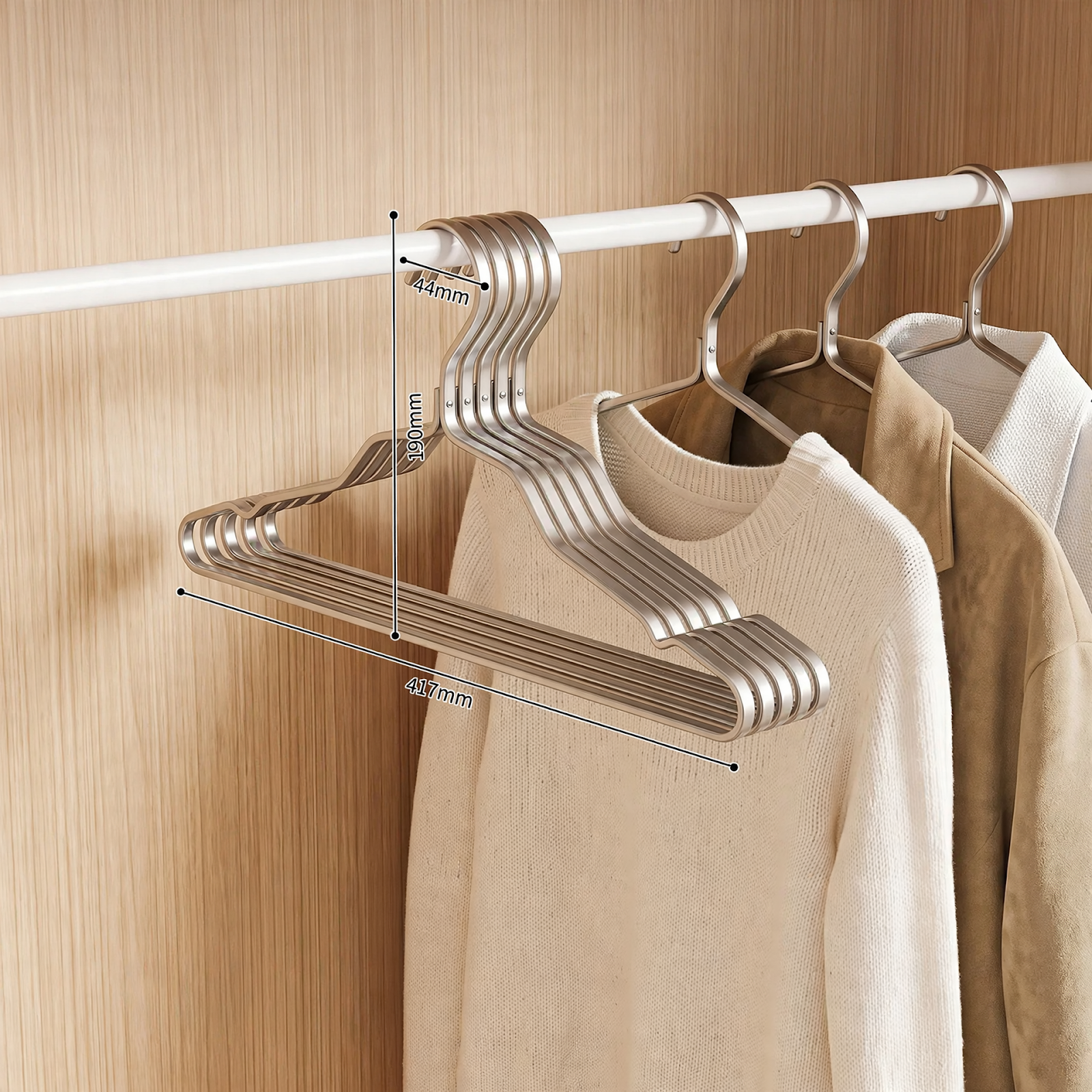 Aluminum hanger, non-slip, scratch-free