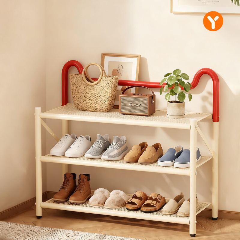 Folding metal shoe rack, 3–5 levels