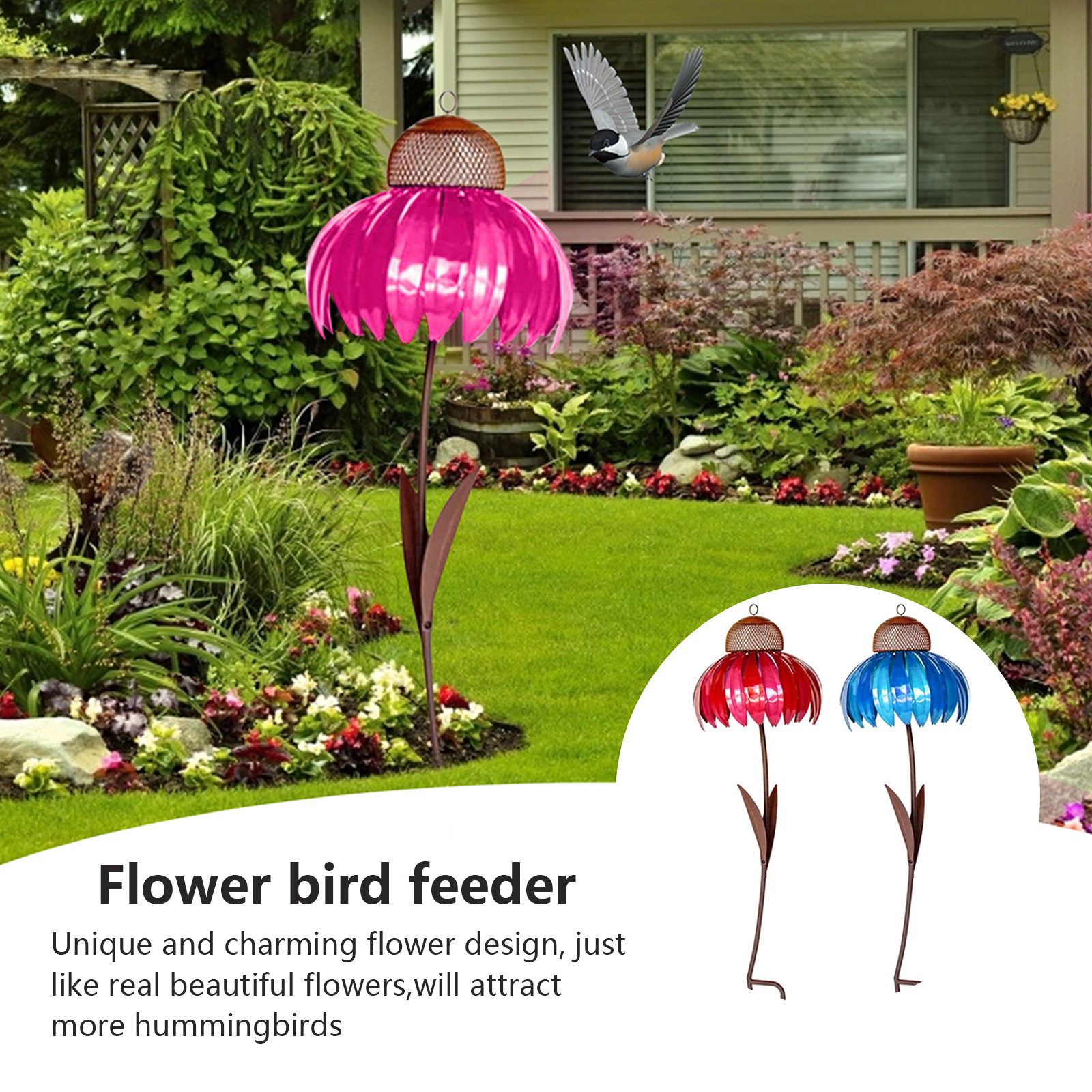 Flower Birdbath made of metal