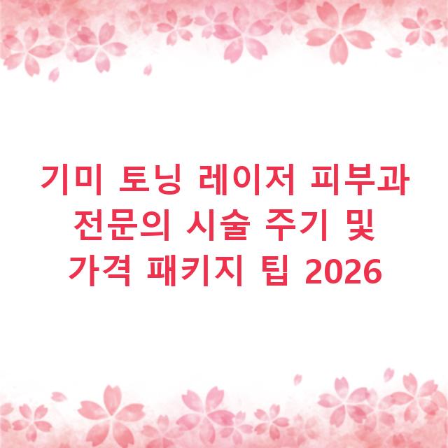 기미 토닝 레이저 피부과 전문의 시술 주기 및 가격 패키지 팁 2026