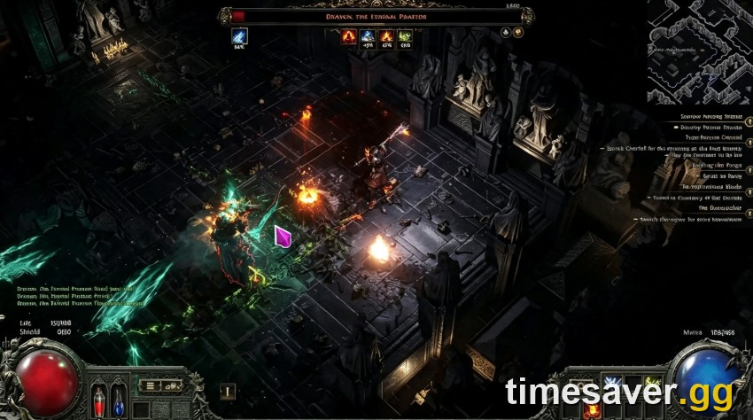 Path of Exile 2 endgame combat — the content a fresh sword character will be grinding toward once the Duelist arrives.