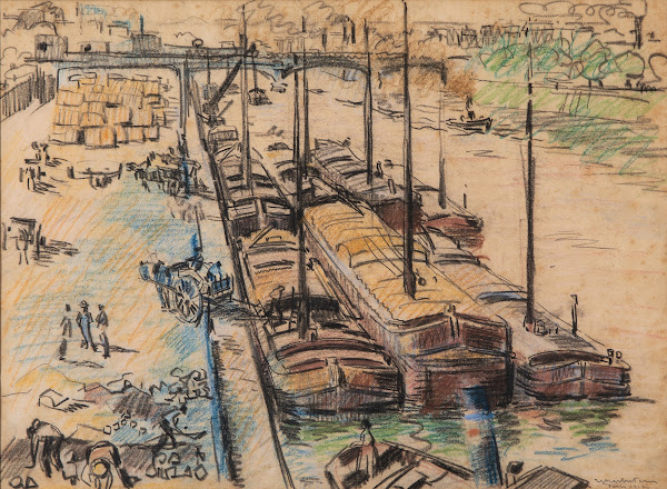 Péniches sur la Seine à Paris 1912