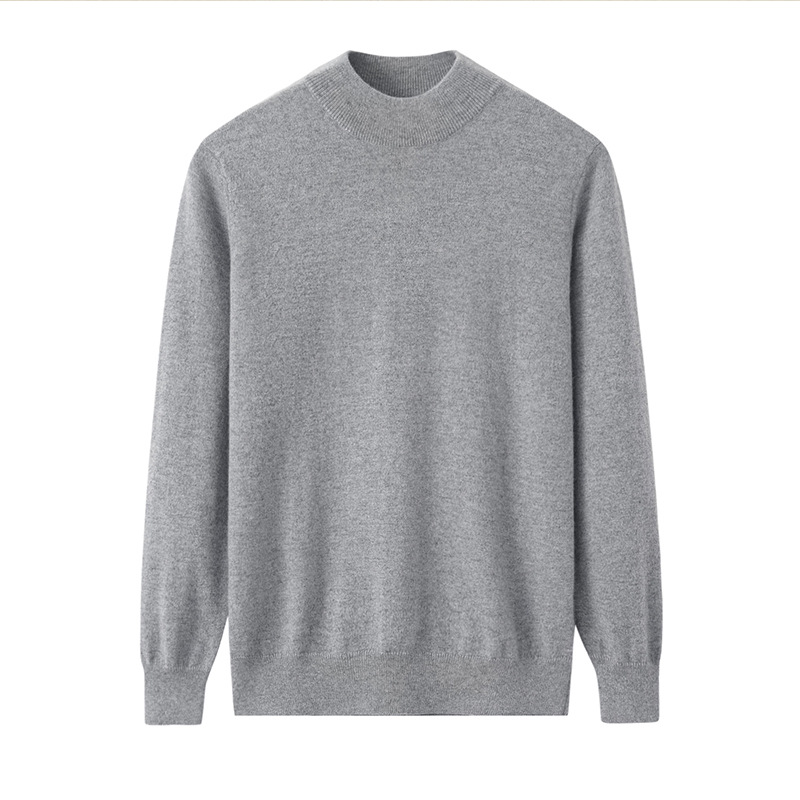 Men's Cashmere Sweater, Stand-Up Collar, Loose Fit