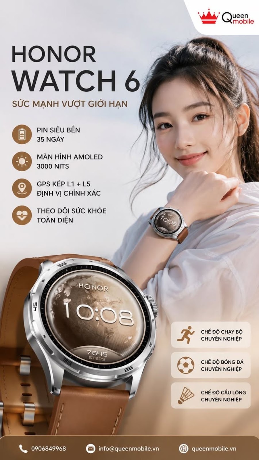 HONOR Watch 6 เปิดตัวทั่วโลก แบตเตอรี่ 35 วัน หน้าจอ 3,000 Nits และ GPS คู่ ท้าทายกลุ่มสมาร์ทวอทช์ระดับกลาง