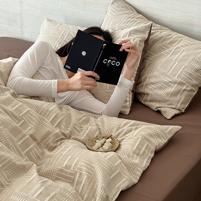 Cotton Bedding Set, 4-Piece, Jacquard Pattern