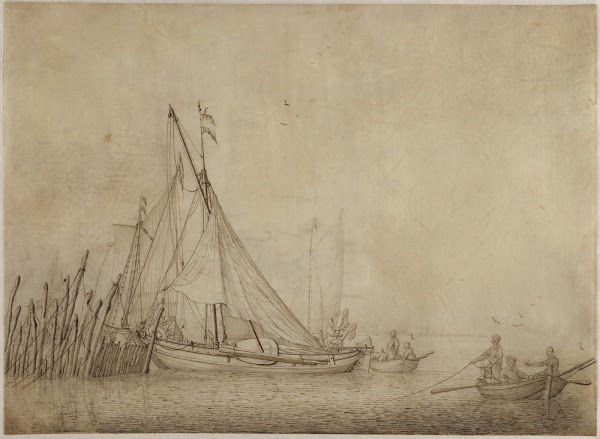 Ships at a Quai with a City in the Background late 1660s