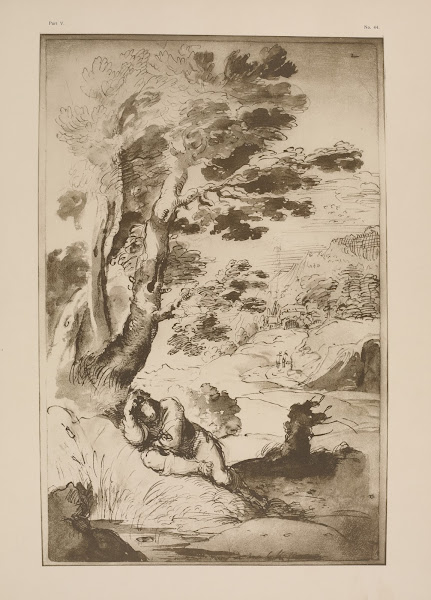 Annibale Carracci  Man sleeping on bank of pool 1900