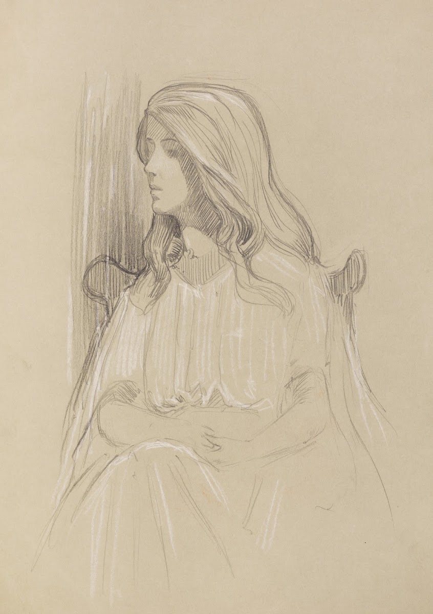 Sketch of a seated young woman