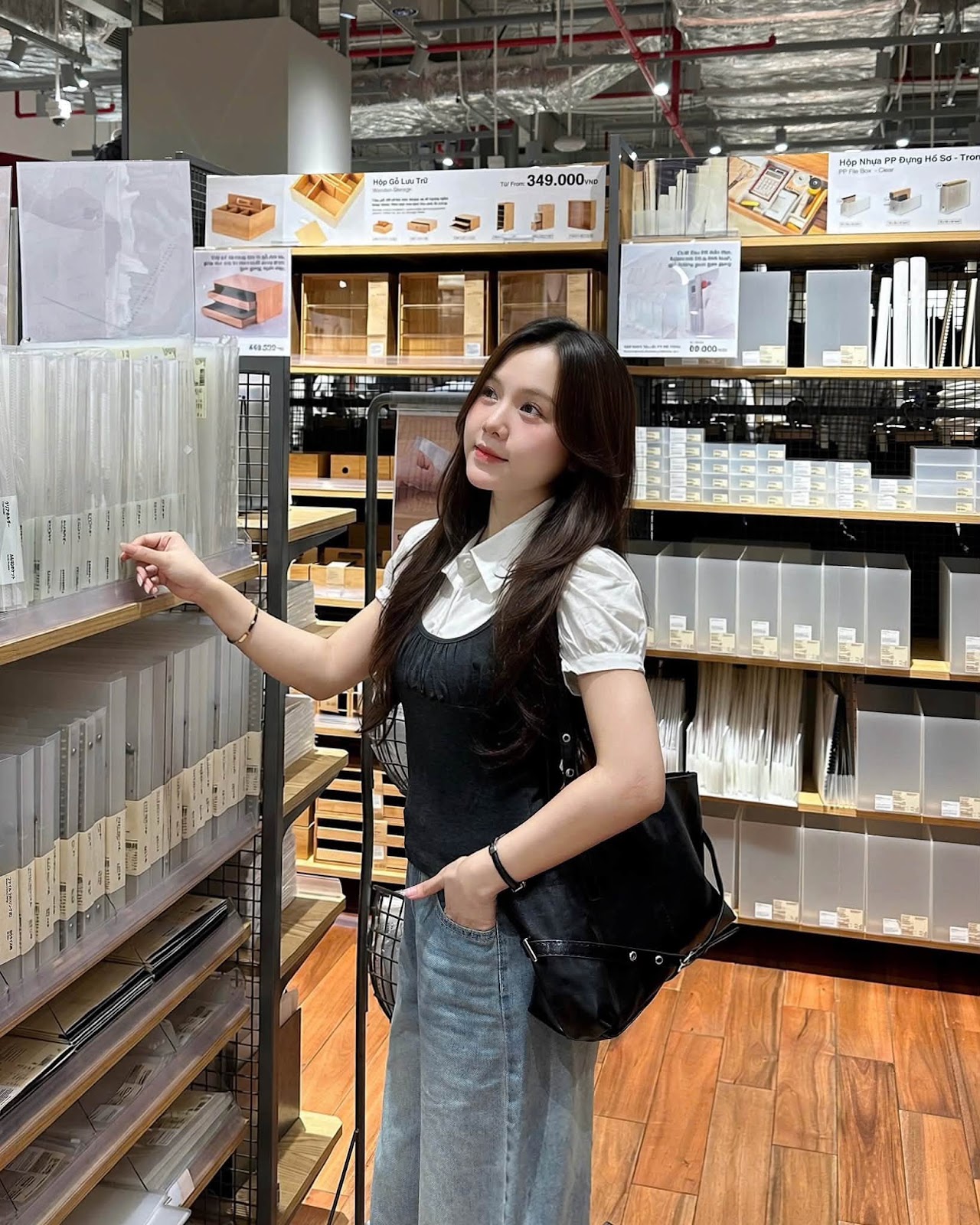 Áo kiểu vải ngắn tay mix cổ sơ mi XONXEN SHOP 80331 – Image 3