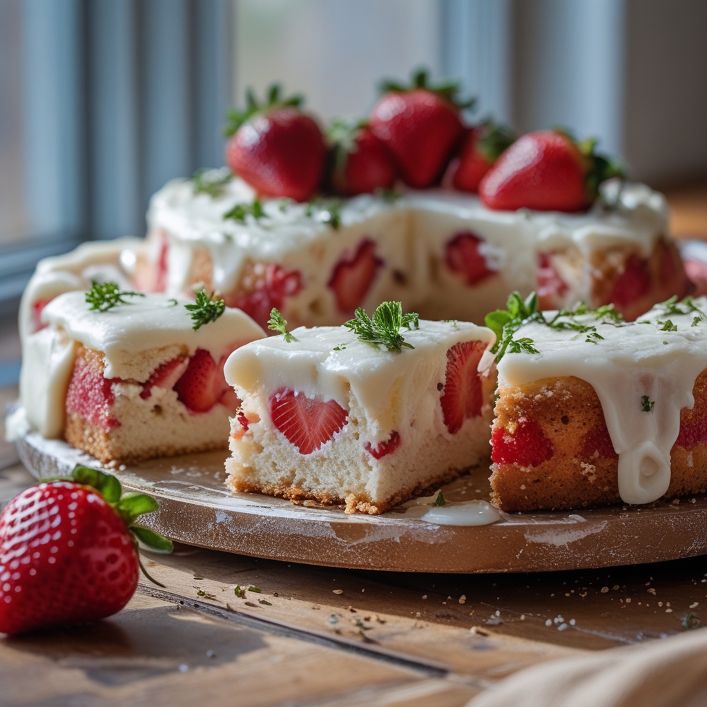 Easy Strawberry Earthquake Cake with Cream Cheese Frosting – Quick & Delicious Homemade Dessert