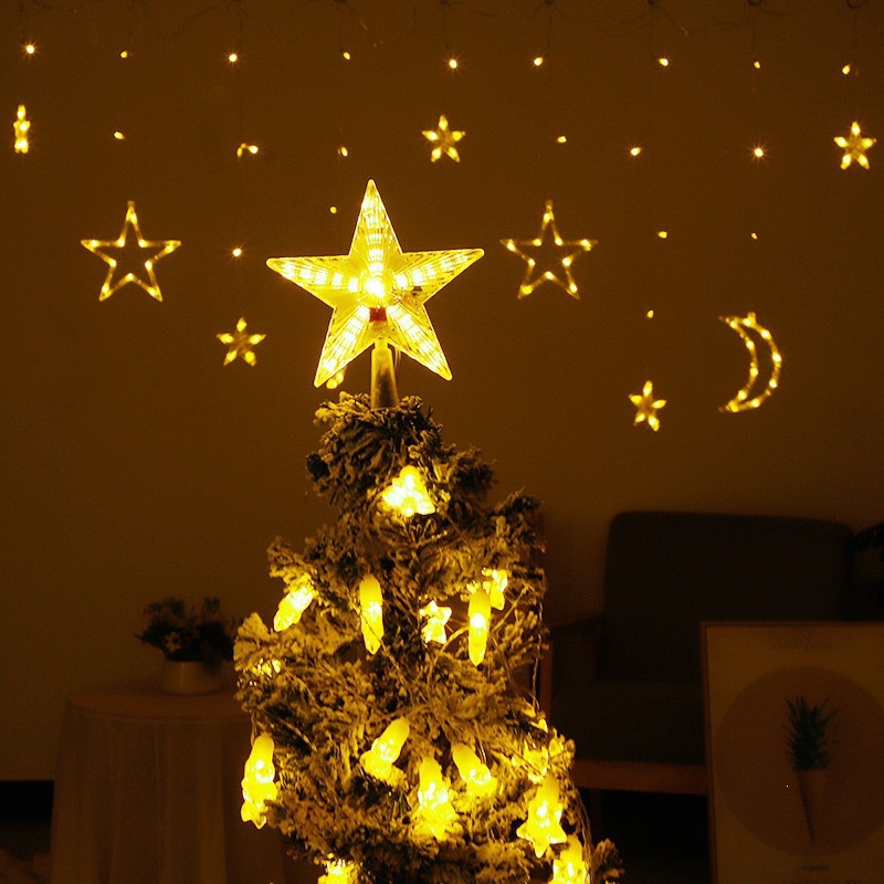 Beleuchteter Weihnachtsbaum-Spitzenstern mit Lichteffekten