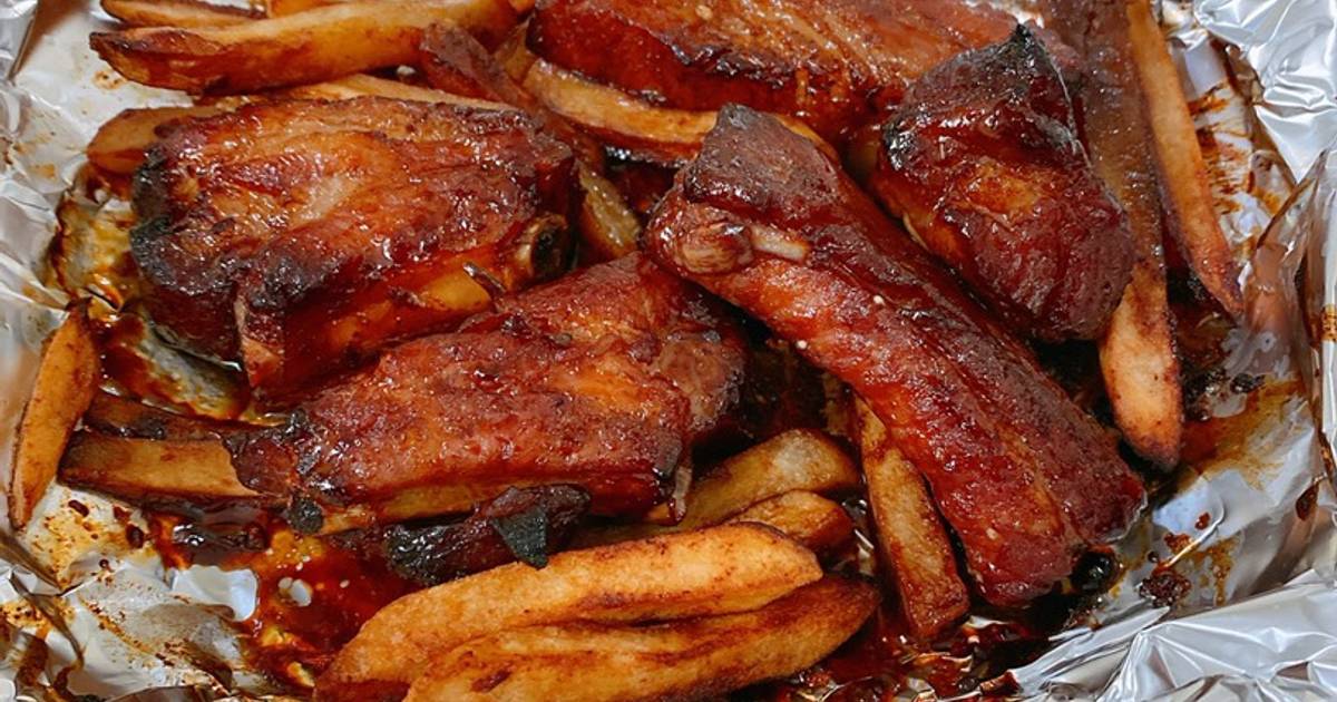 Sườn + khoai tây nướng bằng nckd