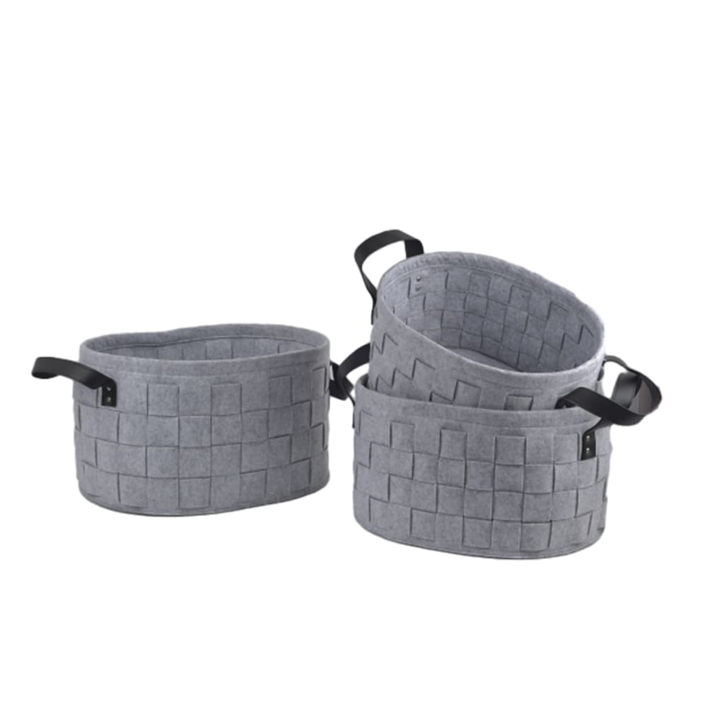 Set de canastas redondas de fieltro Link HK™ color gris, 3 piezas