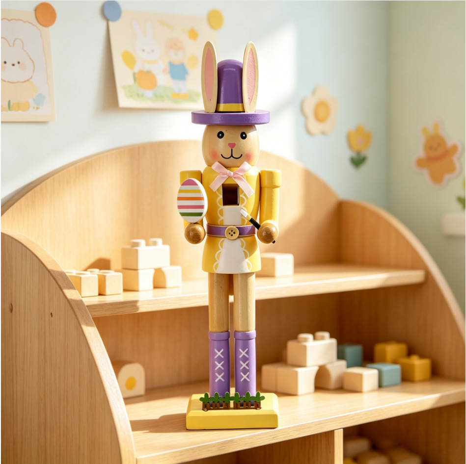 Decorative nutcracker bunny figure, colorfully painted