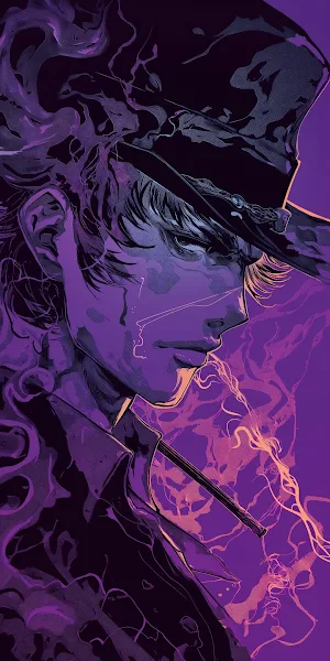 Anime Art, Manga Character, Purple Illustration, Male Portrait Full HD iPhone Wallpaper Background