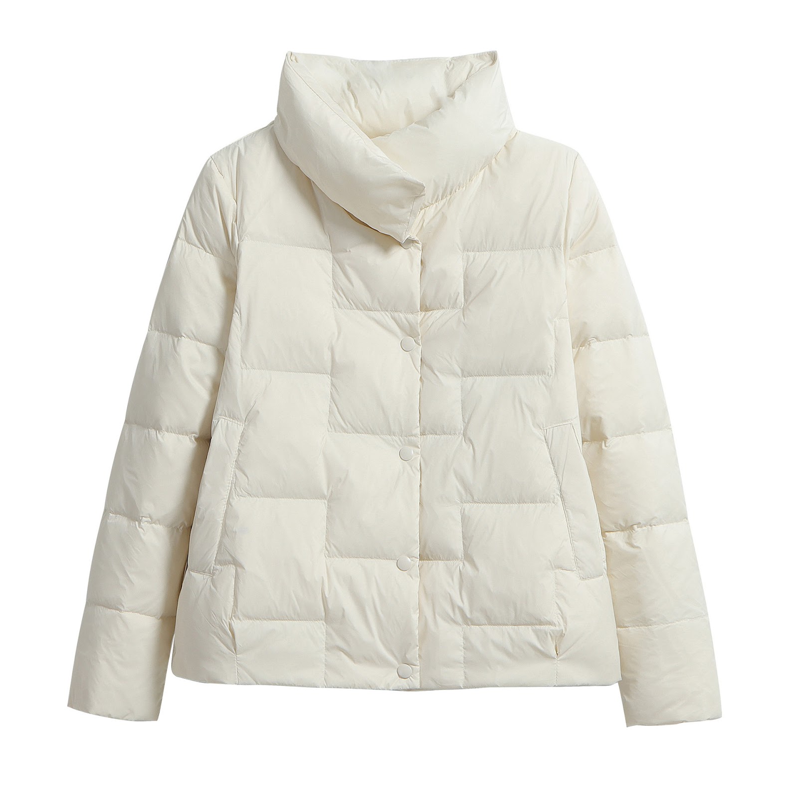 Short women's down jacket with large collar