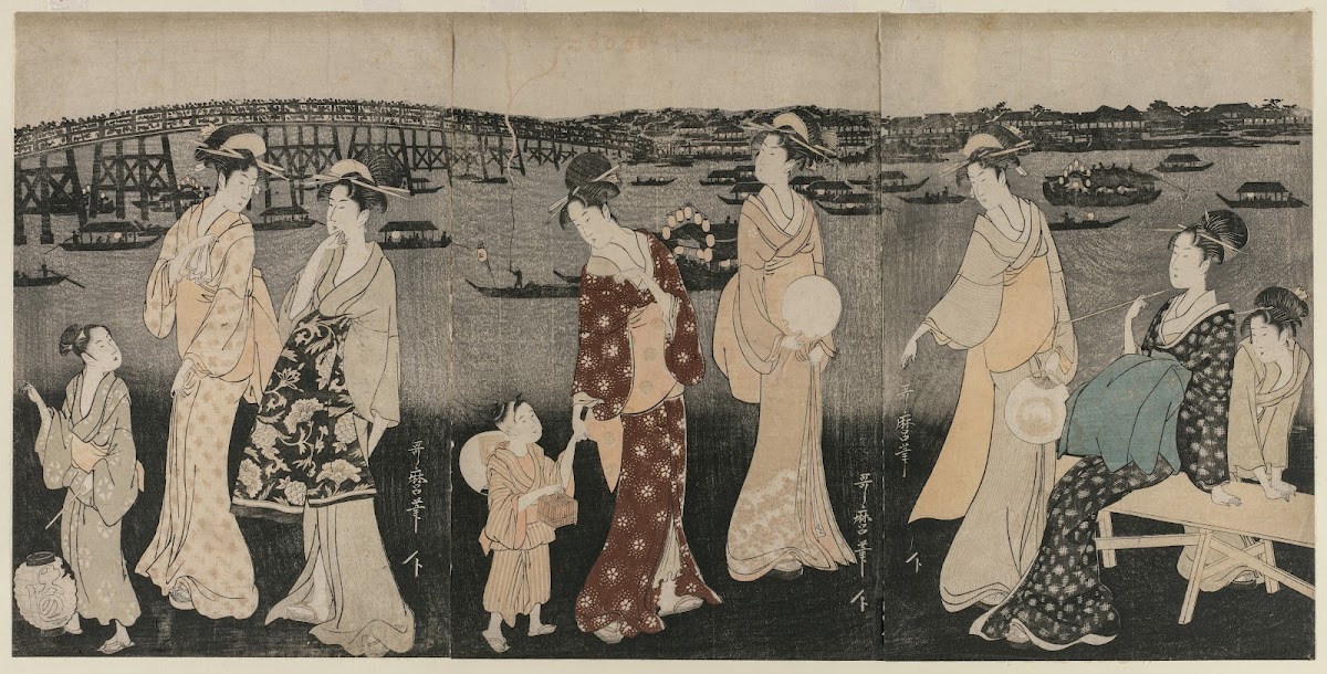 Enjoying the Evening Cool Along the Sumida River c 1797 98