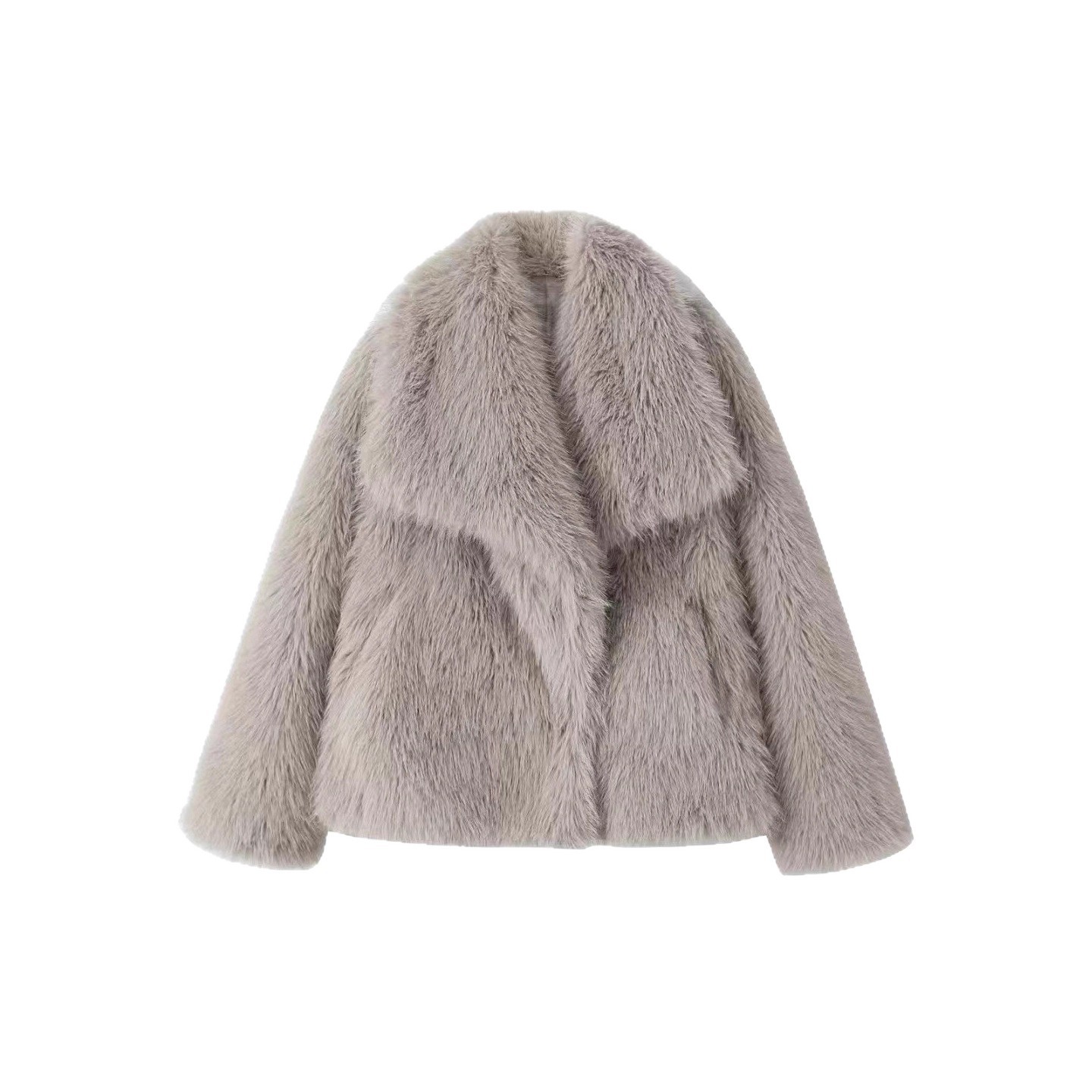 Stylish faux fur coat with a large collar