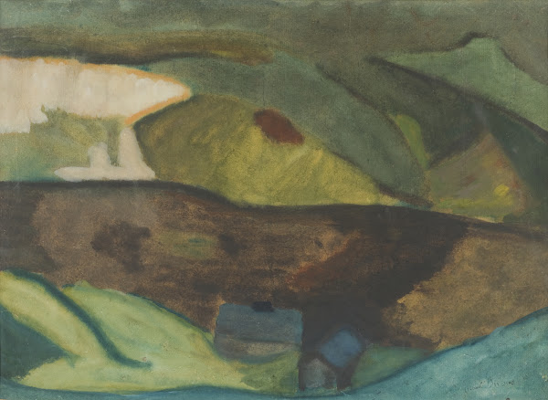Fishing Cottages by the River Motif from Granvåg Faxälven 1917