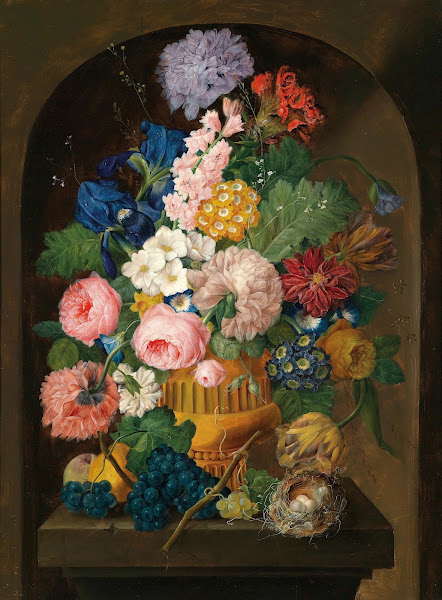 Still Life Of Flowers With A BirdS Nest